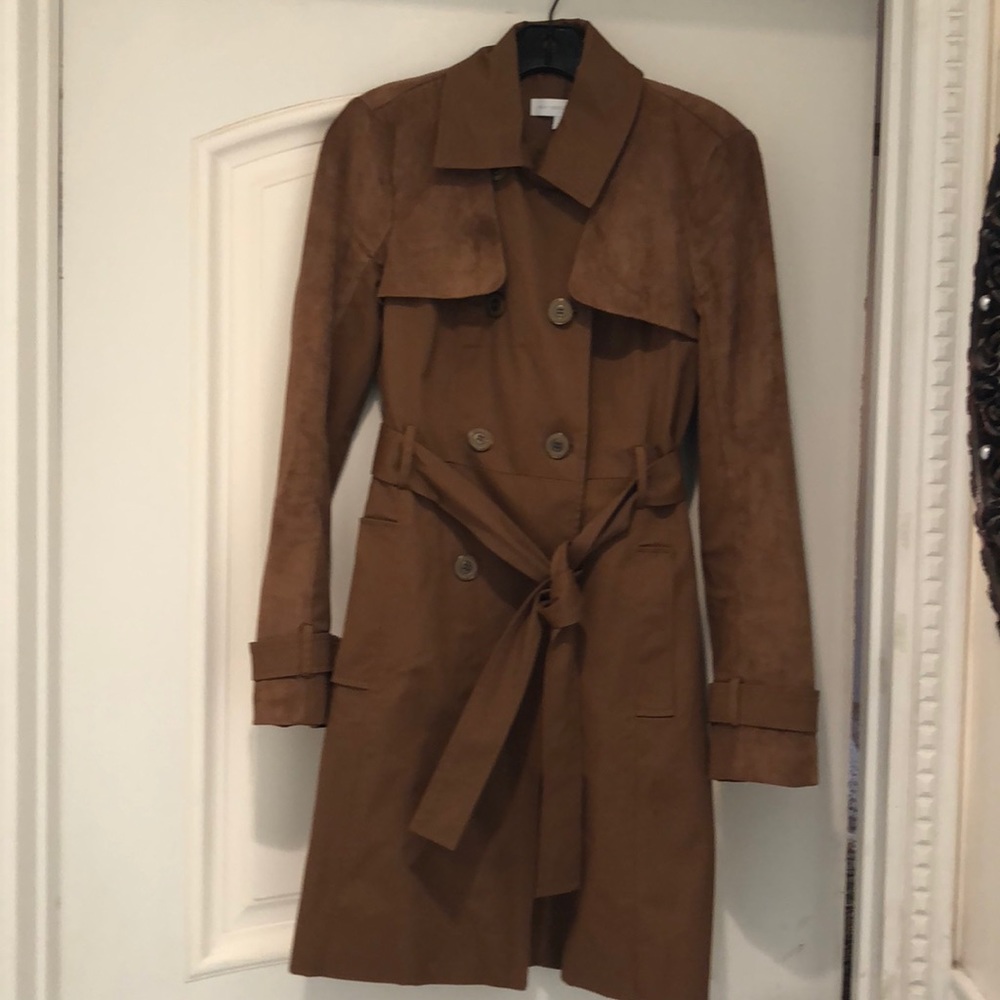 Faux suede top trench coat